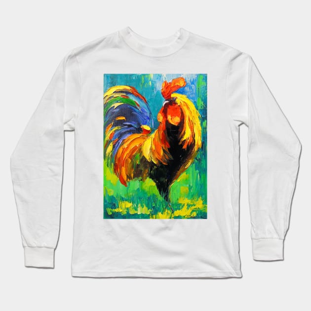 Rooster Long Sleeve T-Shirt by OLHADARCHUKART